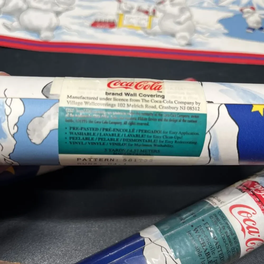 Vintage 1995 Coca Cola Coke Polar Bears Wallpaper Border 581755 4 Rolls 20 Yards